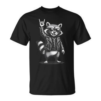 Retro Waschbär Rock Musik Geschenk Lustiger Wachbär Racoon T-Shirt - Seseable