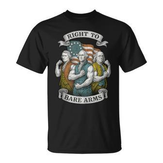 Right To Bare Arms Founding Fathers Flexing Patriotic T-Shirt - Thegiftio UK