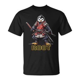 Root Penguin Linuxamurai Programación Nerd Guerrero Ti Camiseta unisex - Regaloses