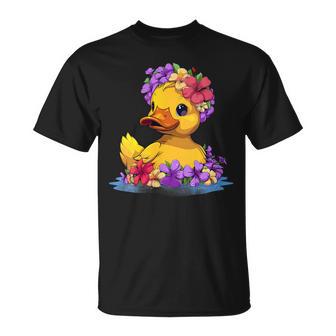 Rubber Duck Floral Hawaiian Rubber Duck Lover Hawaii T-Shirt - Thegiftio UK