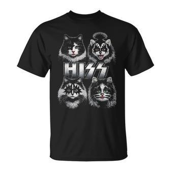 Hiss Cat Kittens Rock Music Lovers Birthday Idea T-Shirt - Monsterry