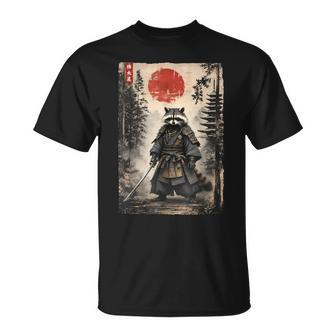 Samurai Raccoon Warrior Vintage Graphic Japanese T-Shirt - Thegiftio UK