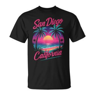 San Diego California Retro Vintage Sunset T-Shirt - Thegiftio UK