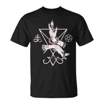 Satánicoigilo De Lucifer Con Pentagrama Y Leviatán Cruz Camiseta unisex - Regaloses