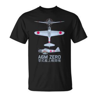 Schéma De L'avion De Chasse Japonais A6m Zero Ww2 T-Shirt - Cadeauxyz