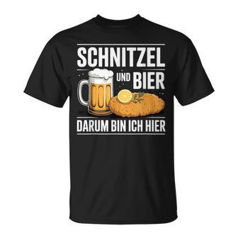 Schnitzel Und Bier Darum Bin Ich Hier Österreicher Bayern T-Shirt - Seseable