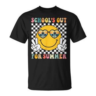 Schools Out For Summer Teacher Groovy Last Day Of School T-Shirt - Thegiftio UK
