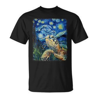 Sea Turtle Ocean Starry Night Painting T-Shirt - Thegiftio UK