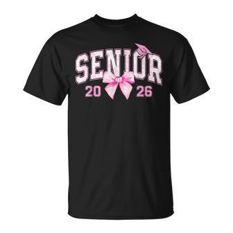 Senior 2026 Coquette Pink Bow Girls Class Of 2026 Graduation T-Shirt - Monsterry
