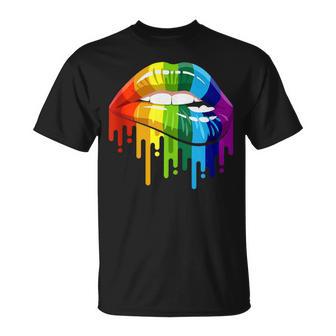 Sexy Arco Iris Labios Camisa Lgbt Gay Lesbianas In Mangas Camiseta unisex - Regaloses