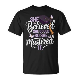 She Believed She Could So She Mastered It Butterfly Grad T-Shirt - Thegiftio UK