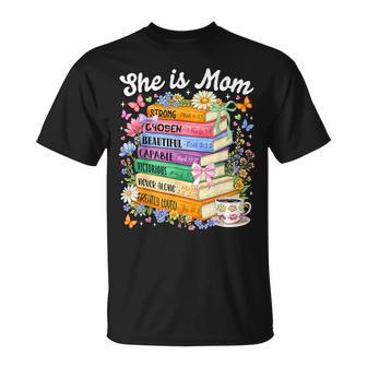 She Is Mom Christian Mama Bible Verse Mother's Day Women T-Shirt - Thegiftio UK