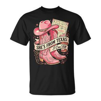 She's From Texas I Can Tell Cowboy Boots Hat Texas's Girl T-Shirt - Thegiftio UK