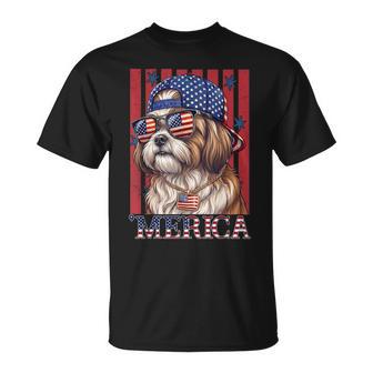 Shih Tzu Dog 250Th America Patriotic Usa 4Th Of July T-Shirt - Thegiftio UK