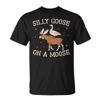 Silly Goose On A Moose Meme Wildlife Nature Animal T-Shirt - Thegiftio UK