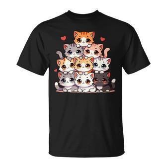Simpatici Gatti E Gattini Amanti Dei Gatti Per Ragazze Anime Kawaii Gatto Maglietta - Novitaregali