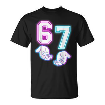 Six Seven 67 Meme 6 7 Glowing Hands T-Shirt | Mazezy