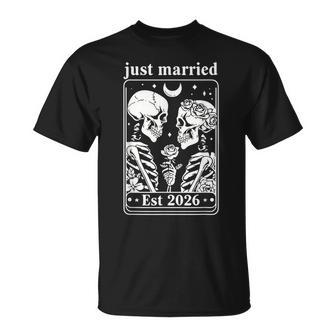 Skeleton Couple Bride And Groom Wedding T-Shirt - Monsterry