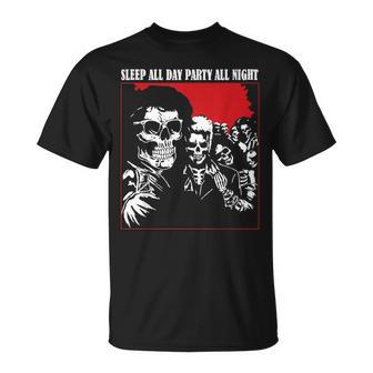 Sleep All Day Party All Night Horror Parody Thriller T-Shirt | Mazezy