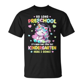 So Long Preschool Cute Unicorn Kindergarten Here I Come T-Shirt - Thegiftio UK