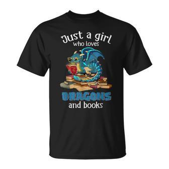 Solo Una Chica Que Ama Los Dragones Y Los Libros Leyendo Amante De Los Dragones Camiseta unisex - Regaloses