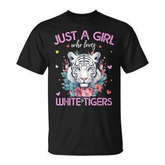 Solo Una Chica Que Ama Los Tigres Blancos Para Es Y Niñas Camiseta unisex - Regaloses