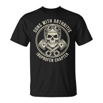Sons With Arthritis Ibuprofen Chapter Skull Motorcycle T-Shirt - Thegiftio UK