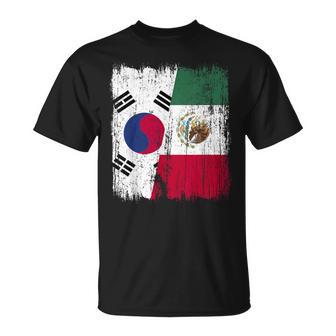 South Korea Mexico Half Flag South Korean Mexican Heritage T-Shirt - Monsterry