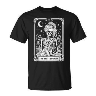 Spooky Shih Tzu Mom Skeleton Tarot Card Halloween Dog Mama T-Shirt - Thegiftio UK