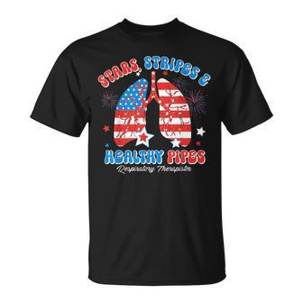 Stars Stripes 4Th Of July Respiratory Therapist Lung Rrt T-Shirt - Monsterry