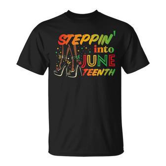 Steppin Into Junenth Black African June 19Th Women T-Shirt - Thegiftio UK