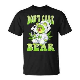 Stoned Bear Smoking Weed Don't Care Marijuana Cannabis 420 T-Shirt | Mazezy