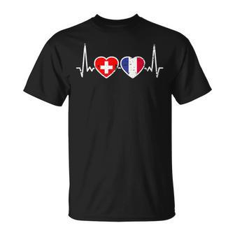 Suisse Franceintage Battement De Cœur Drapeau T-Shirt - Cadeauxyz