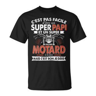 Super Papi Motard Motorcycliste Motocyclisme Fête Pères T-Shirt - Cadeauxyz