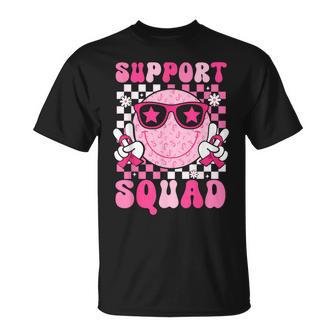 Support Squad Smile Face Breast Cancer Awareness Kids T-Shirt - Thegiftio