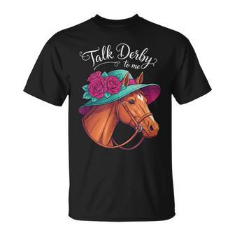 Talk Derby To Me Horse Racing Ladies Farm Animal Hat T-Shirt | Mazezy