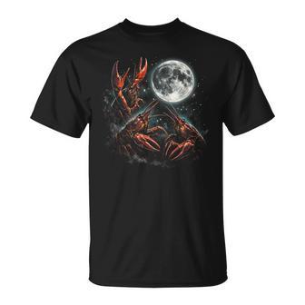 Three Crawfish Moon Galaxy Space Retro Animal T-Shirt | Mazezy
