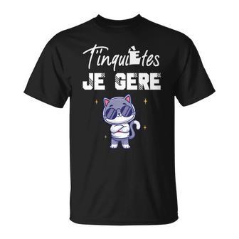 T'inquiète Je Gère Humour Chat Et Homme Manche Longue T-Shirt - Cadeauxyz