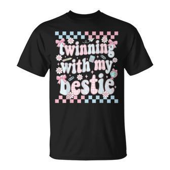 Twinning With My Bestie Matching Twins Day Preppy Matching T-Shirt - Thegiftio UK