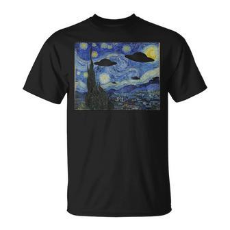 Ufo エイリアン アブダクション 星月夜 ヴァン・ゴッホ 絵画 Tシャツ - Kawaiitshirt