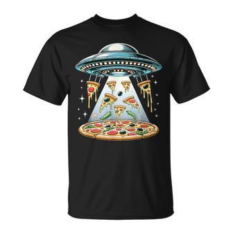 Ufo エイリアン 食べるピザ誘拐 面白い食べ物愛好家 Tシャツ - Kawaiitshirt