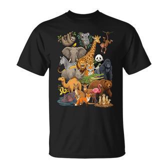 Ultimate Wild Animal Kingdom Character Collage T-Shirt | Mazezy