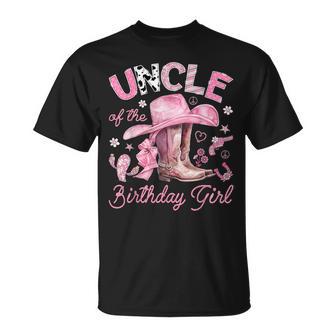 Uncle Of The Birthday Girl Pink Cowgirl Western Rodeo T-Shirt - Thegiftio UK
