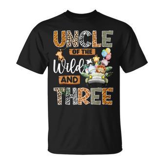 Uncle Of The Wild And Three 3Rd Birthday Boy Safari Truck T-Shirt - Thegiftio UK