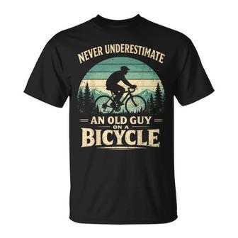 Never Underestimate An Old Guy On A BicycleCycling Bike Men T-Shirt - Thegiftio