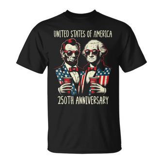 United States America 250Th Anniversary Lincoln Washington T-Shirt | Mazezy