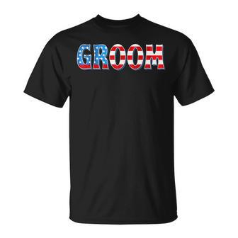 Usa Flag Bachelorette Patriotic 4Th Of July Wedding Groom T-Shirt - Thegiftio UK