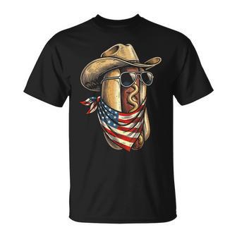 Usa Patriotic Cowboy Hotdog Western 4Th Of July T-Shirt - Thegiftio UK