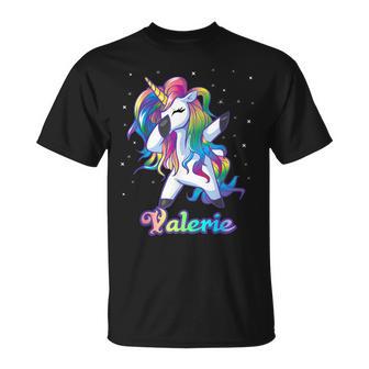 Valerie Nom Personnalisé Licorne Arc-En-Ciel T-Shirt - Cadeauxyz
