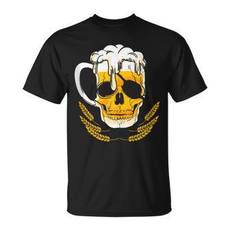Vaso De Cerveza Diseño De Calavera Pirata In Mangas Camiseta unisex - Regaloses